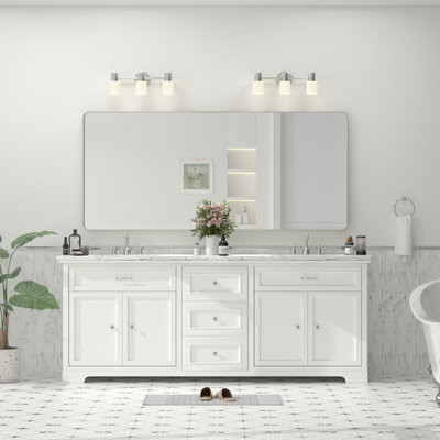 Molly Tempered Glass and Metal Framed French Cleat Mounted Wall Bathroom / Vanity Mirror