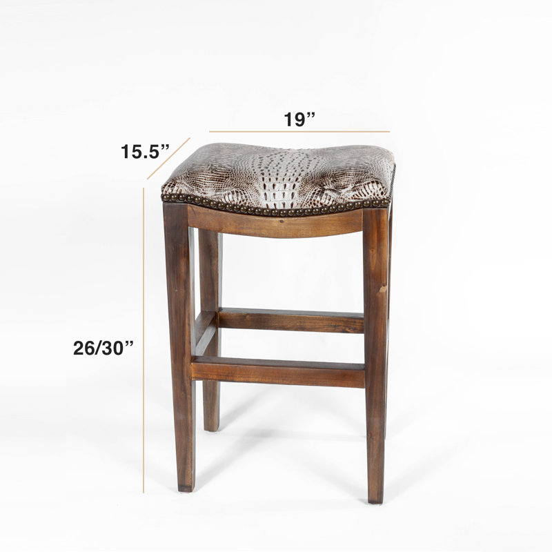 Genson Bar Stool, Counter Stool (26" Seat Height), Saddle Brown Croc