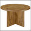 Table de salle à manger Larrabee brun mangue avec base sculptée, parfaite pour les espaces modernes