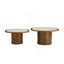 Ensemble de table basse irrégulière, table basse 2 pièces en placage de bois de ronce, table de table en pierre frittée avec piédestal robuste en bois aggloméré, table d'appoint arrondie pour le salon, le bureau-132967024