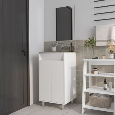White Bathroom Cabinet with 2 Doors