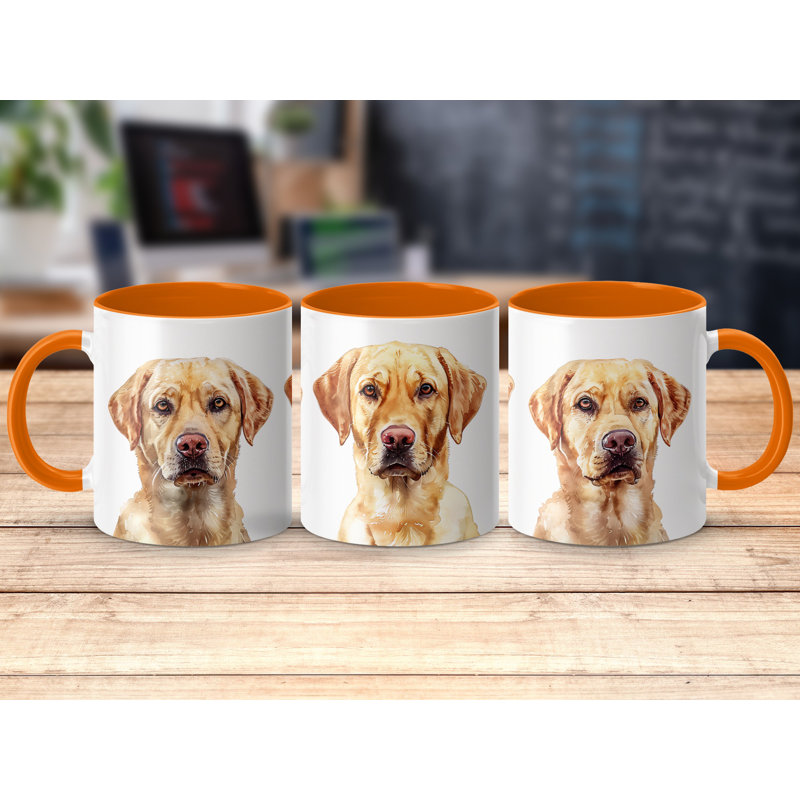 Yellow Labrador Design 11oz Coffee Mug, Orange, 3