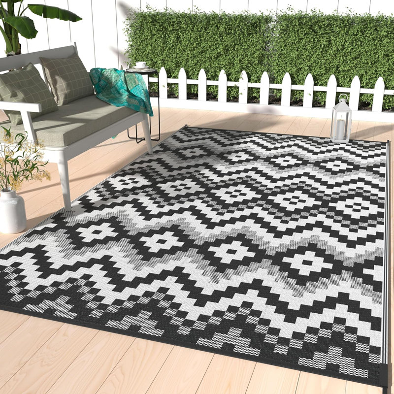 Tapis d'extérieur réversible en plastique imperméable, Rectangle de 5 pi x 8 pi