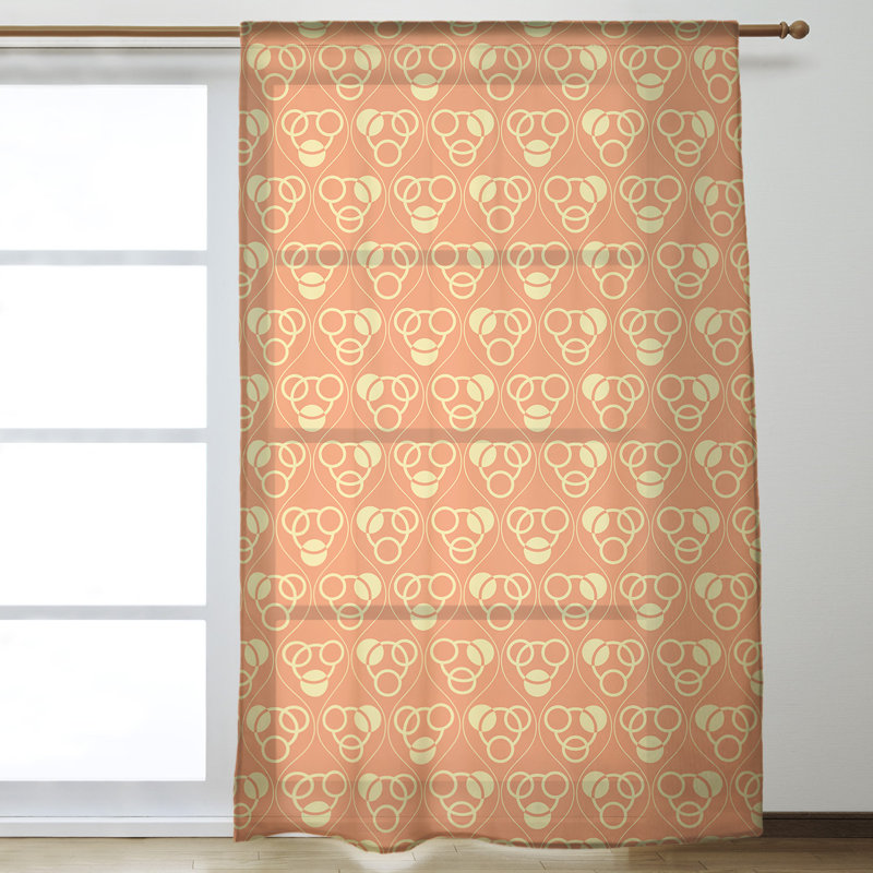 Panneau de rideau simple diaphane avec passe-tringle classique, Orange/jaune