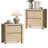 Jarne 25.6" Tall Natural Nightstand Modern Bedside Table With 2 Drawers Curved Wood End Table For Bedroom (Set Of 2)-125049471