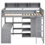 Lit mezzanine simple en bois gris avec beaucoup d'options de rangement-760571078