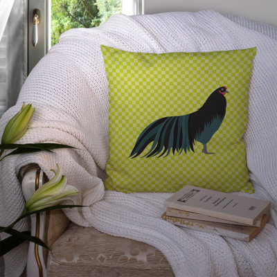 Chicken Check Square Outdoor Throw Pillow