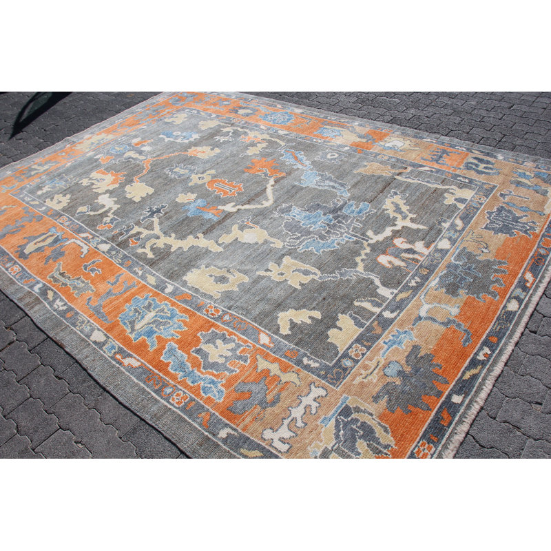Tapis turc rétro fait à la main en pure laine avec un design unique pour une décoration intérieure élégante