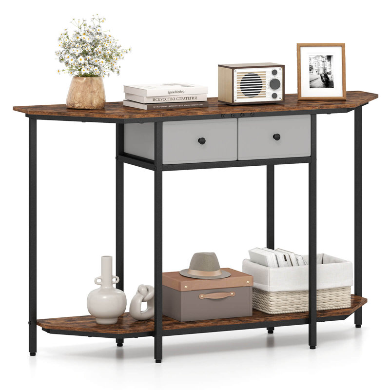 51" Console Table with 2 Drawers Open Storage Shelf 2-Tier Entryway Table