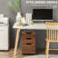 Armoire à grain de bois brun, 3 tiroirs, roulettes pour une mobilité en douceur dans une armoire de bureau avec grain, installation pratique