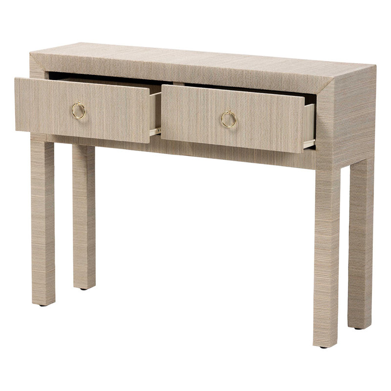 Console à 2 tiroirs Bali & Pari Noah Grasscloth, Beige