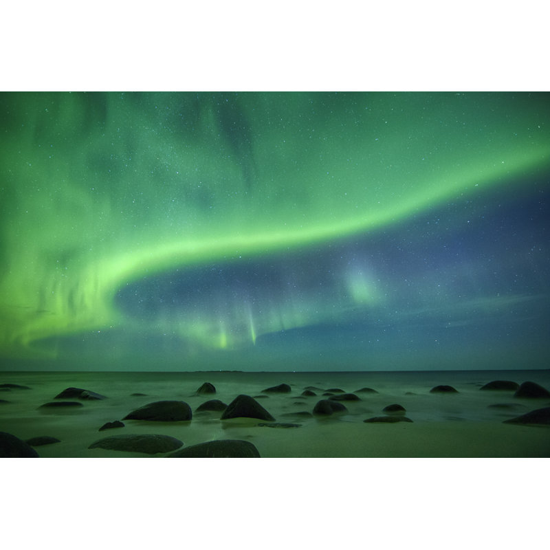 Aurora In Uttakleiv Beach by Tunart - Wrapped Canvas Print, 61cm H x 91cm W