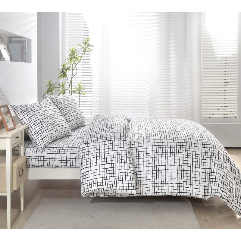 Aura Home Linear Duvet Set- , Twin Bedspread/Duvet Cover/Insert + Fitted Sheet