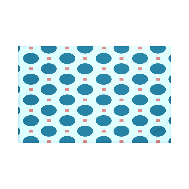Dot Dash Throw Blanket, 60" L x 50" W, Teal (Teal/Coral)