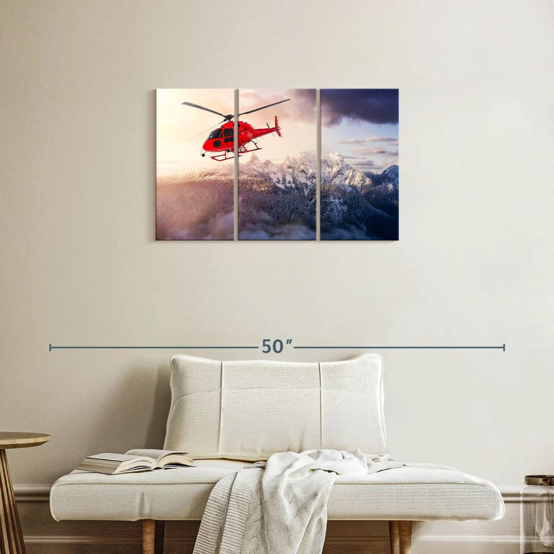Mehar Flying Red Helicopter, 20" H x 33" W