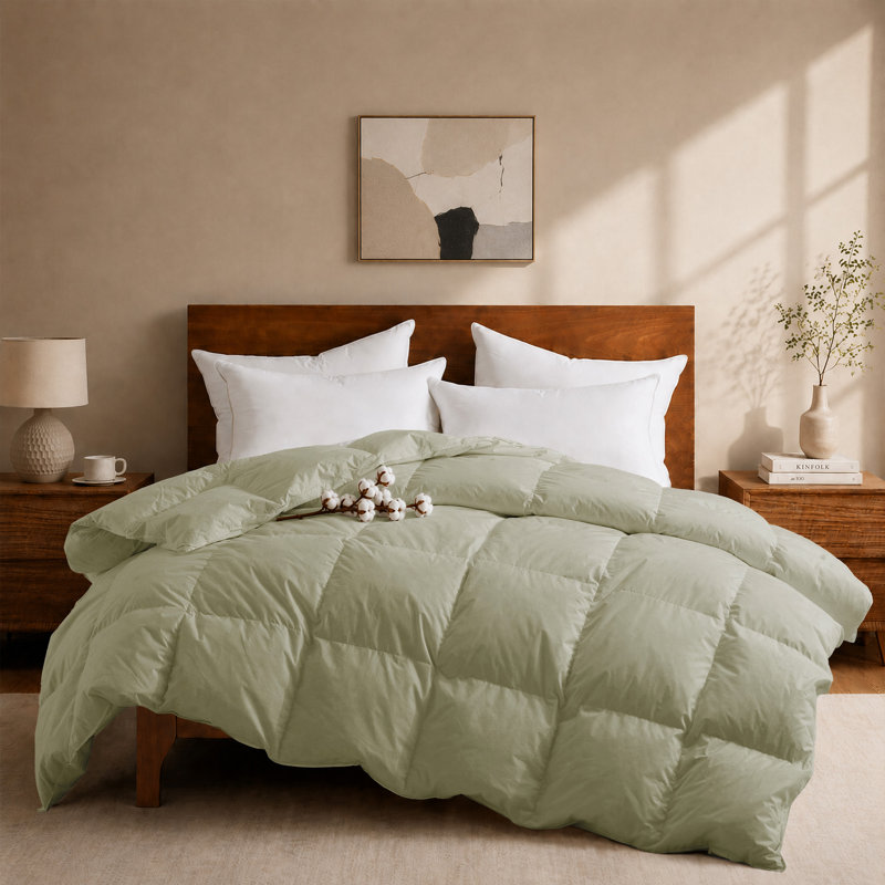 Insert de couette toutes saisons en duvet d'oie blanc avec housse de couette 100% coton 300TC, très grand californien