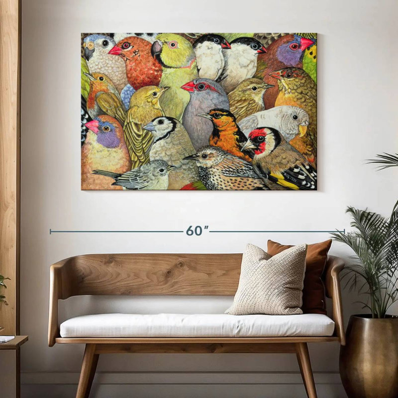 Patchwork Birds, 32" H x 48" W