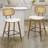 26" Modern Upholstered Low Back Rattan Wood Counter Height Stool-94718924-94718928-82747874