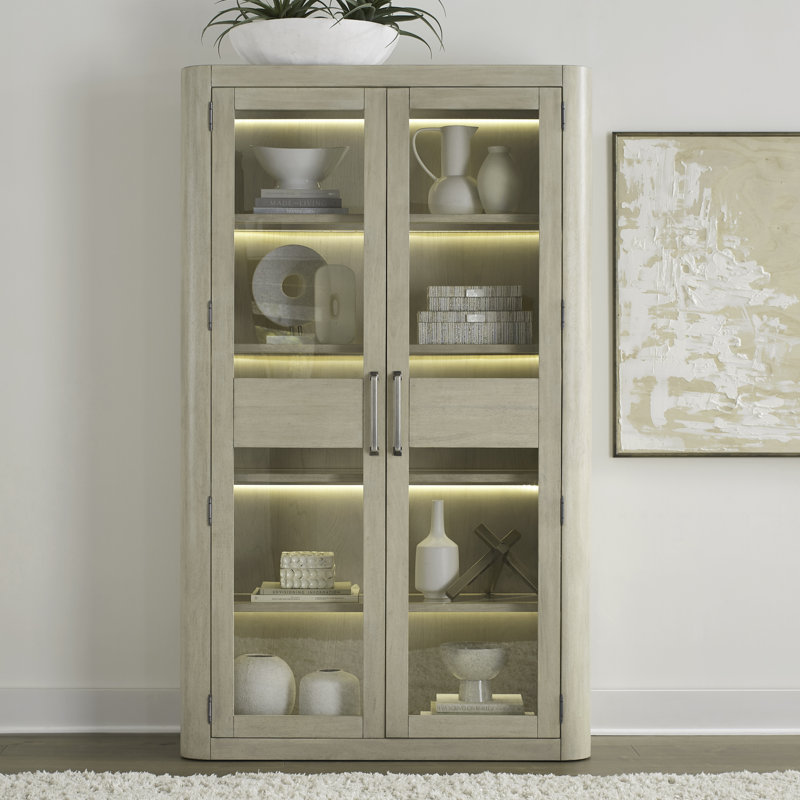 Vitrine Shaly Bunching avec éclairage à DEL tactile, Beige
