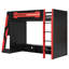 Lit mezzanine simple en bois avec bureau, tablettes multiples et lumière RVB pour les jeux et les sports, rouge-2053558784