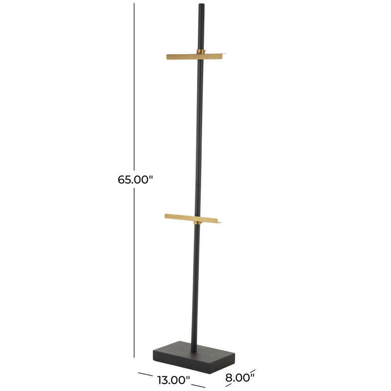 Cole And Grey Metal Tall 2 Hook Coat Rack With Gold Accents