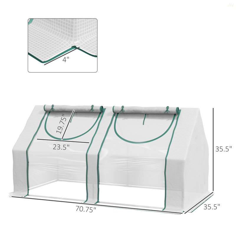 6' X 3' X 3' Portable Greenhouse, Garden Green House With 2 PE/Plastic Covers, Steel Frame And 2 Roll Up Windows, Clear