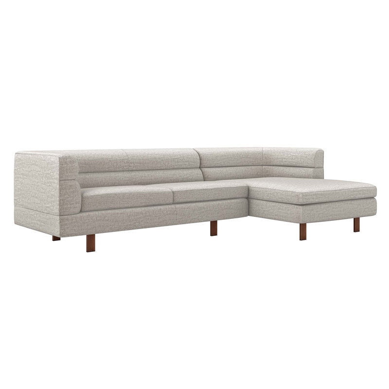 Ornette Upholstered L-Shaped Sectional, Right Hand Facing, Storm Polyester Blend, Pewter
