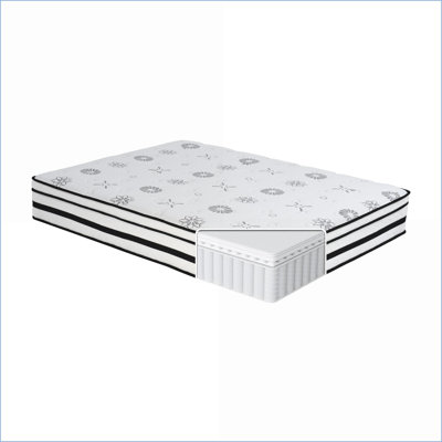 Mattresses, 12-Inch Queen Hybrid Foam + Spring Mattress, Breathable Snow White Quilted Cover | Foam+Spring | White