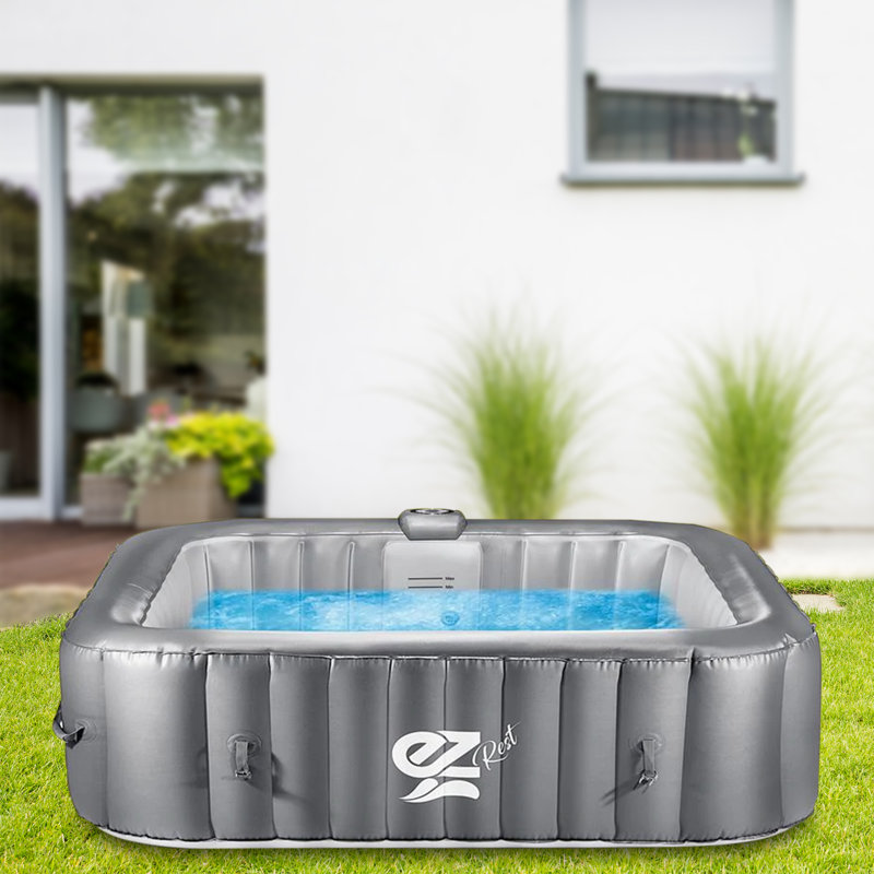 4-Seat Inflatable Pool Spa - Portable Hot Tub Spa with Light and Remote Control