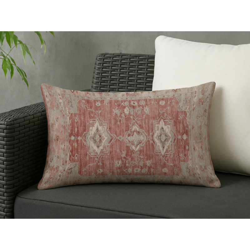 Coussin décoratif intérieur et extérieur Modern, Brun / rose taupe oriental, Rectangle H 20 po x l 14 po