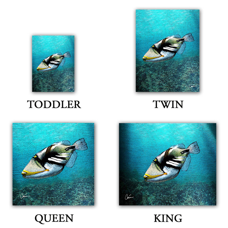  Housses de couette Corina Bakke Trigger Fish Aqua, Housse de couette pour très grand lit et 2 très 