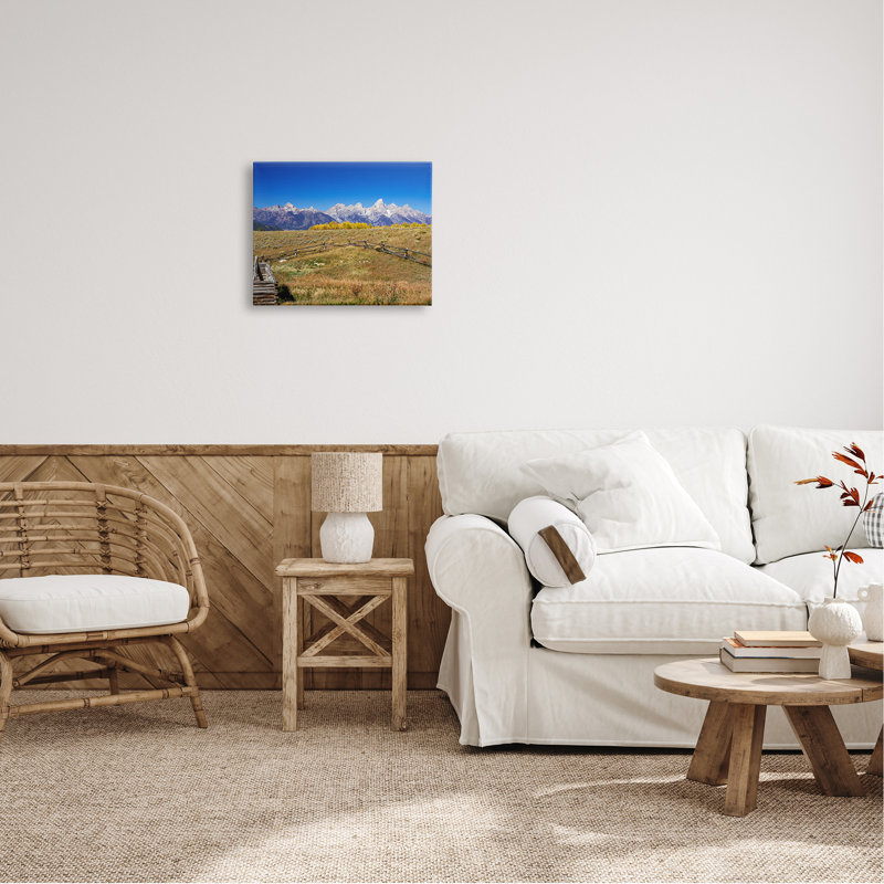 Vue panoramique sur la campagne, les pics, la clôture et la prairie par Daniel Sproul - photographie, Plaque murale