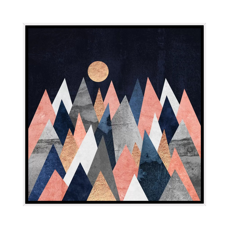 « Gold Moon » par Elisabeth Fredriksson-impression d’art graphique, H 26 po x l 26 po x P 1,5 po, Toile blanche encadrée