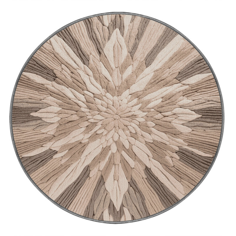 Machine Washable Nature Gray Area Rug, Round 8'