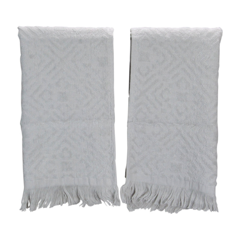 Gray Fringed Hand Towel Kitchen Decor - 22"