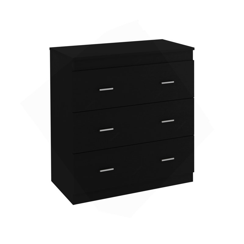 Commode H 33 po, trois tiroirs, plateau supérieur, poignées en métal, blanc