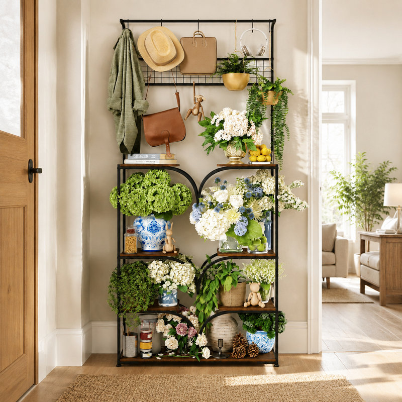 Support pour plantes d'intérieur Verdena 76,8 po H en métal avec lampes de croissance