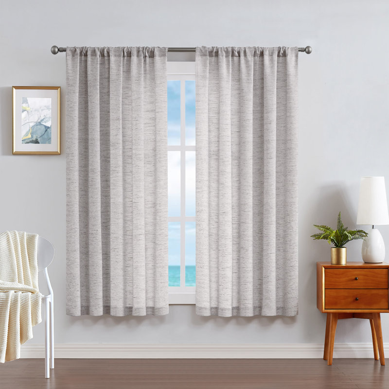 Nautica Light Filtering Rod Pocket Window Curtains Pair, Light Grey, 54" x 63"
