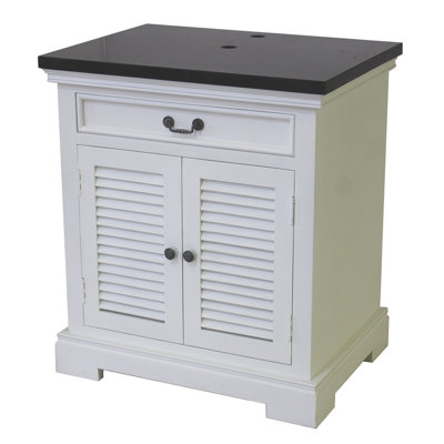 36 in. Two Door, Single Vanity in White Finish and Black Marble Top