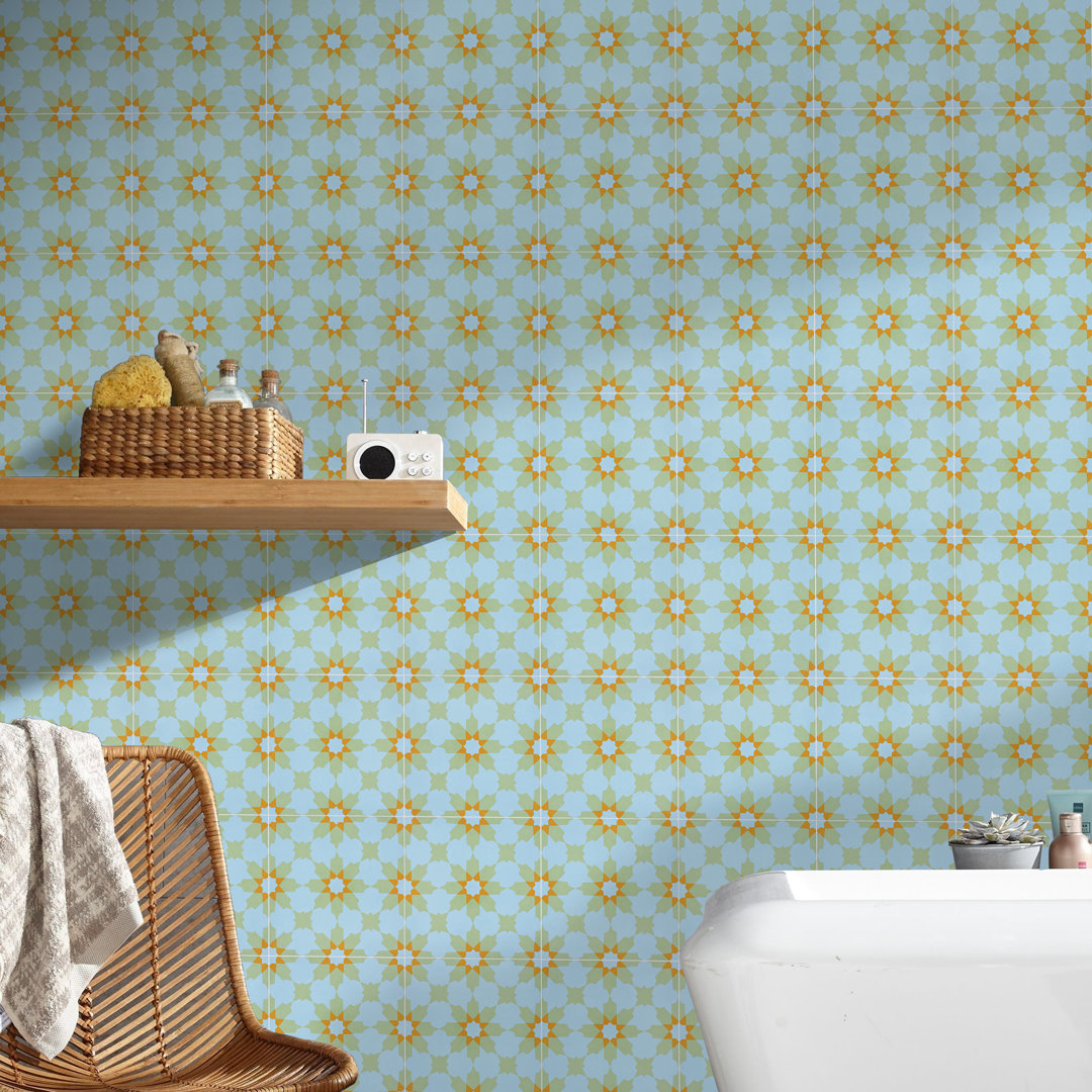 Ahfir 8" x 8" Cement Singular Wall & Floor Tile Moroccan Mosaic 