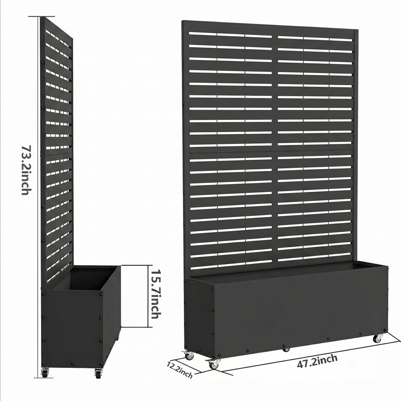 Metal Planter Box With Trellis, Black