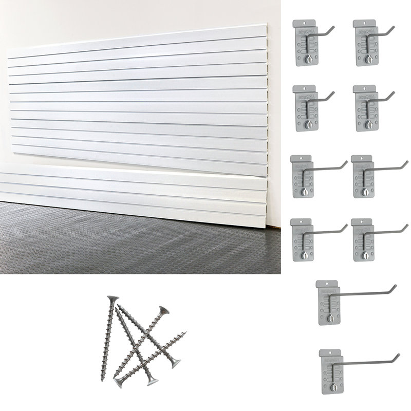 Slatwall Large Basic Duty Starter System, Brite White