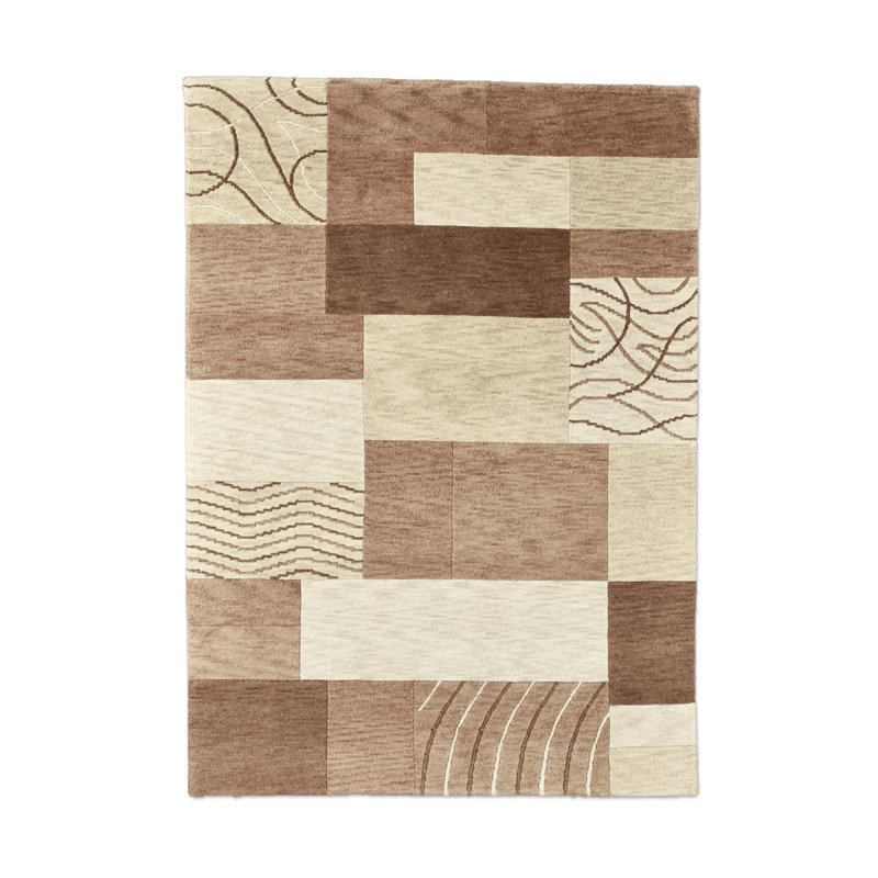 Hand Knotted Wool Brown Indoor Rug, Rectangle 120 x 180cm