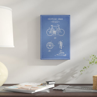« robert ringwood bicycle gear gear », impression sur toile en bleu ciel