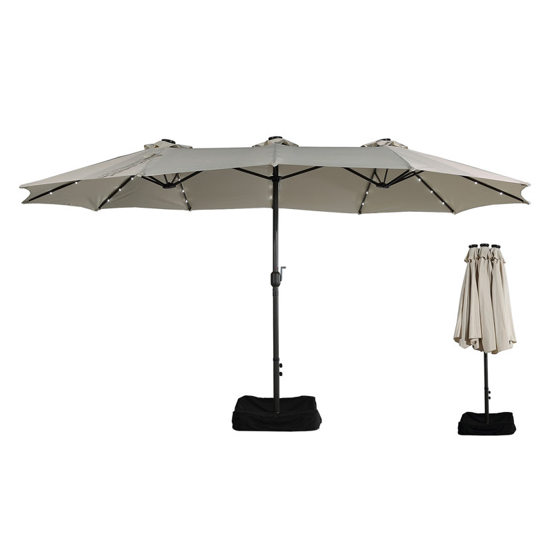 Parasol de patio 15 pi avec base et DEL 15 pi, null