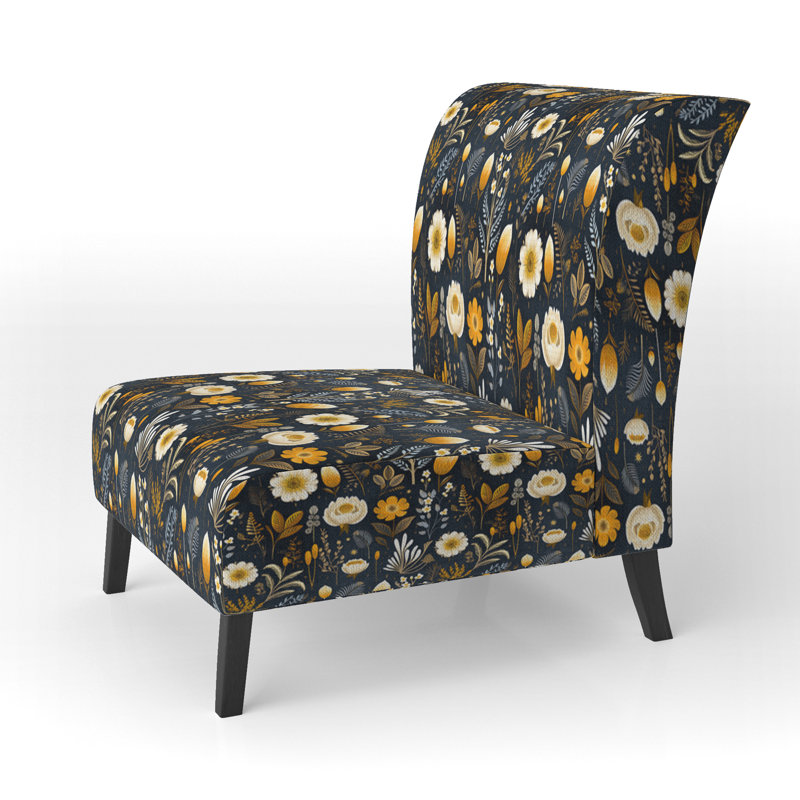 Fauteuil de chambre rembourré Elegant Yellow Country Blossum Charm