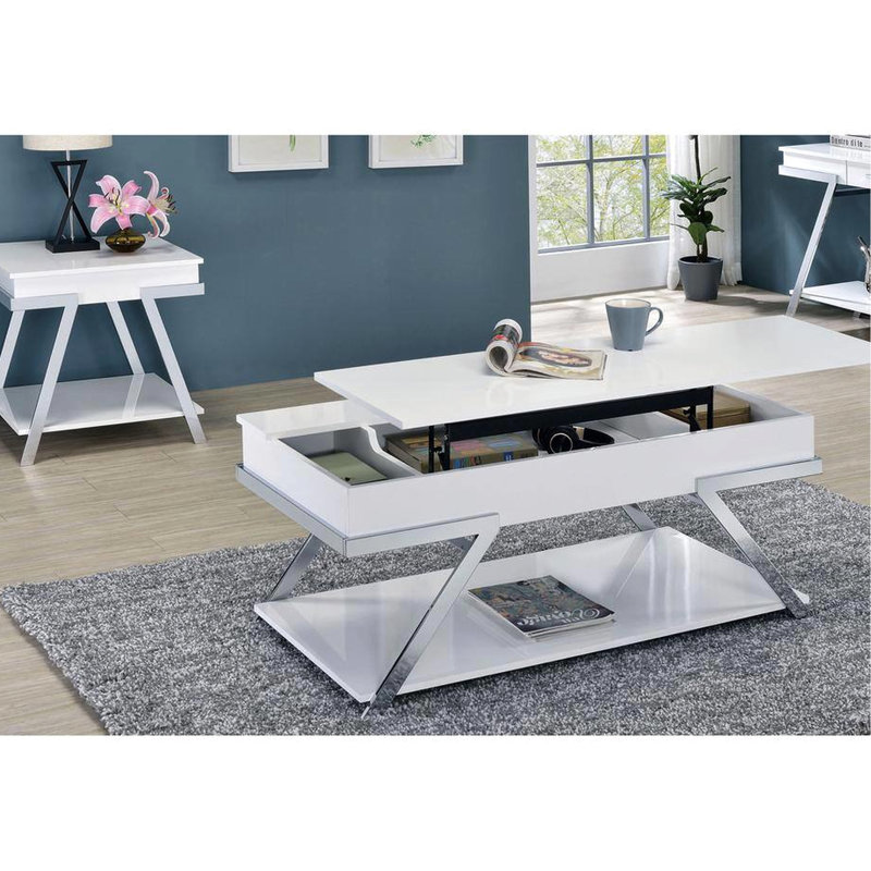 Superbe table avec cadre et console de rangement rectangulaire extérieure brillante