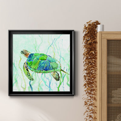 Sea Turtle Swim II - peinture sur toile encadrée
