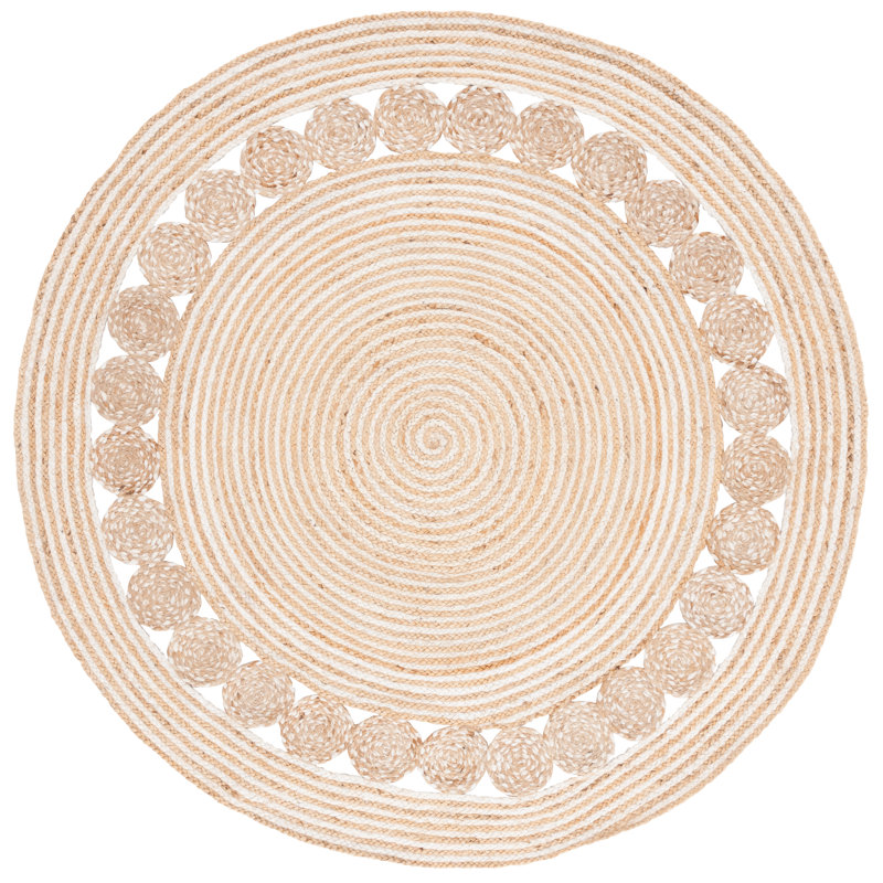 Natural Fiber Flatweave Jute Geometric Rug, Round 6'