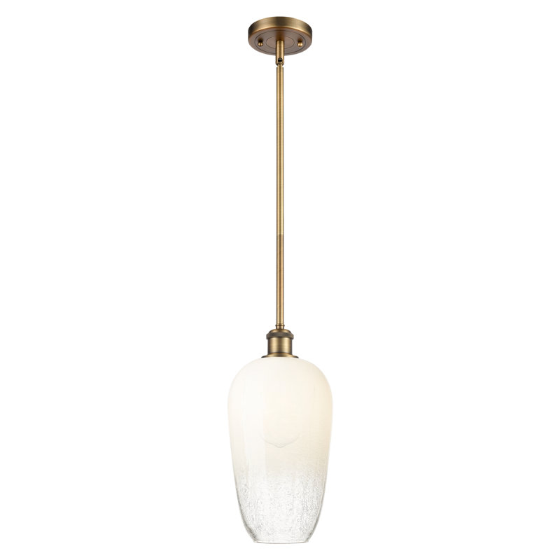 Mini-luminaire suspendu à tige 1 lumière 7 "Ballston - Caroline, Laiton brossé, Opale
